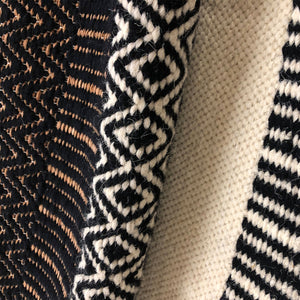 Patterned weave detail of a Recork Sugo Clara Rug made from sustainable cork. 