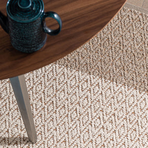 Patterned weave detail of a Recork Sugo Rug made from sustainable cork and linen. 