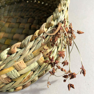Close up of Rush Round Basket from Rush Matters are beautifully handmade by Felicity Irons and her team in Bedfordshire, from locally harvested English bulrush.