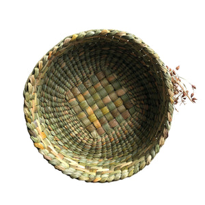 Rush Round Baskets from Rush Matters are beautifully handmade by Felicity Irons and her team in Bedfordshire, from locally harvested English bulrush. View of inside the basket.