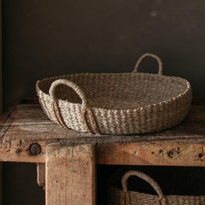 Kuten Round Seagrass Baskets with plaited handles - set of 2 - Décoraii