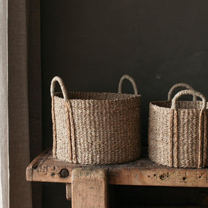 Nousta Seagrass Baskets with plaited handles - set of 2 - Décoraii