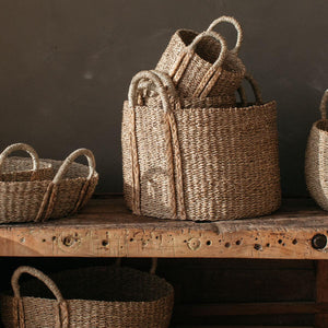 Nousta Seagrass Baskets with plaited handles - set of 2 - Décoraii