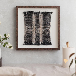 Slate Small I Oak Framed Textile Artwork - Décoraii