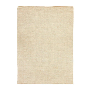 Beige Nordic Touch Rug by Rezas is a handwoven kelim. The inviting texture is crafted by weaving together varied yarn weights in beige and cream hues. Natural variations in the yarn tones brings added character to the design.