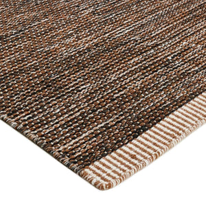 Rezas' Brown White Atlas Rug is a handwoven modern kelim with a flecked tonal colour effect. The rug is finished with a beige and cream border at each end.