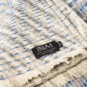 Cobalt/Grey Wool & Linen Blanket - Décoraii