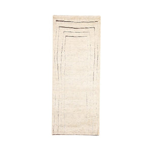 Desert Natural Landscape Rug with abstract charcoal lines on a beige knotted rug - by Rezas