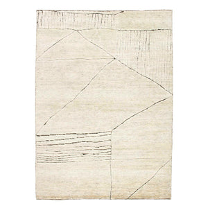 Fields Natural Landscape Rug with a deep charcoal abstract pattern appearing etched into the soft beige wool pile in this wonderfully textured rug - by Rezas