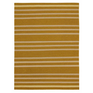 Fabula Living’s Gold/Latte Fleur Rug  features stripes-within-stripes. The well-balanced pattern is woven in harmonious ochre gold and coffee latte tones - designed by Lisbet Friis.