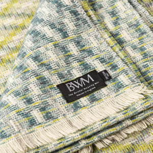 Lime/Aegean Wool & Linen Blanket - Décoraii