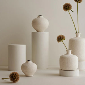 A selection of Lindforms vase collection all finished in naturals tones