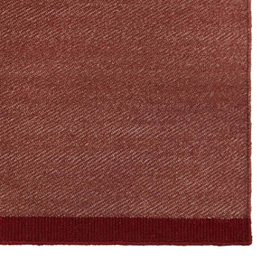 Fabula Livings Lingonberry Una Rug - detail of this deep russet red flatweave wool rug.