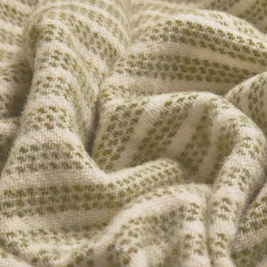 Rowan Raheen throw blanket by Cushendale, is made from locally sourced Irish ‘Galway’ wool. Close up of weave and flecked pattern.
