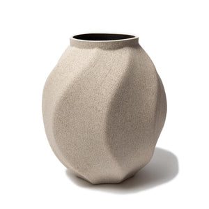 Lindform’s Soft Wave sand light Ceramic Vase, This sculptural ceramic vase has a natural, sandy beige coloured matt finish on the outside and is glazed on the inside.